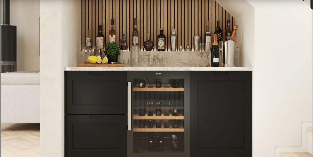 Outline Edge kitchen bar in Hunton Carbon